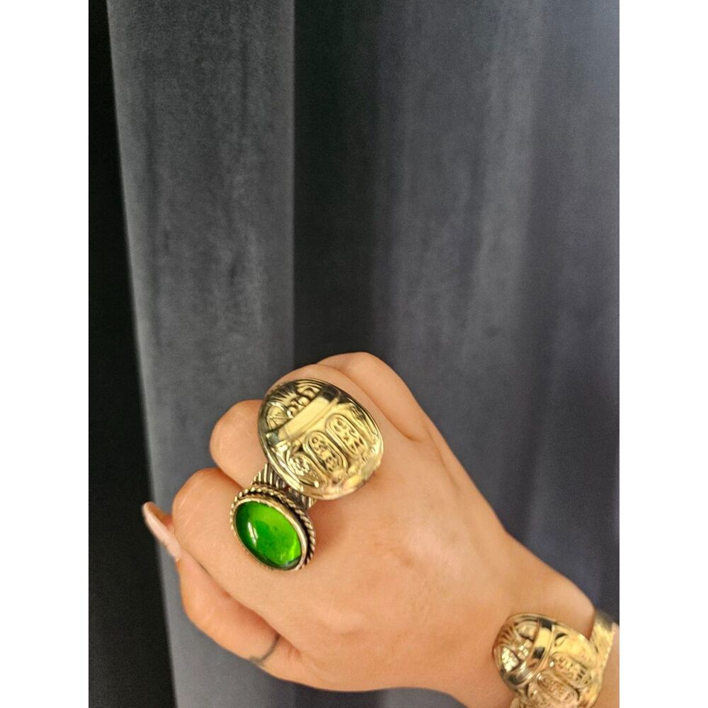 Handmade Egyptian Scarab Adjustable Set Ring & Bracelet